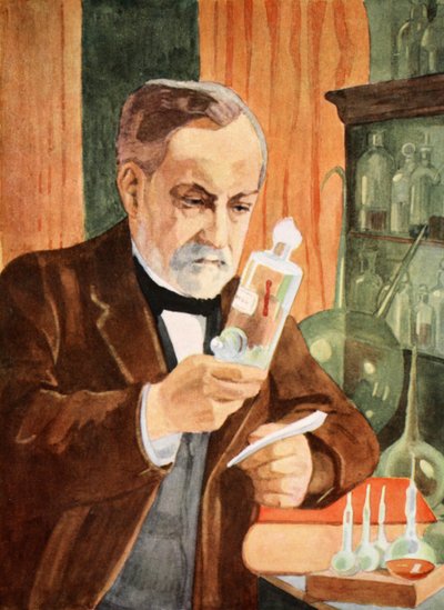 Pasteur in his laboratory, copy by Boris Mestchersky, illustration from 